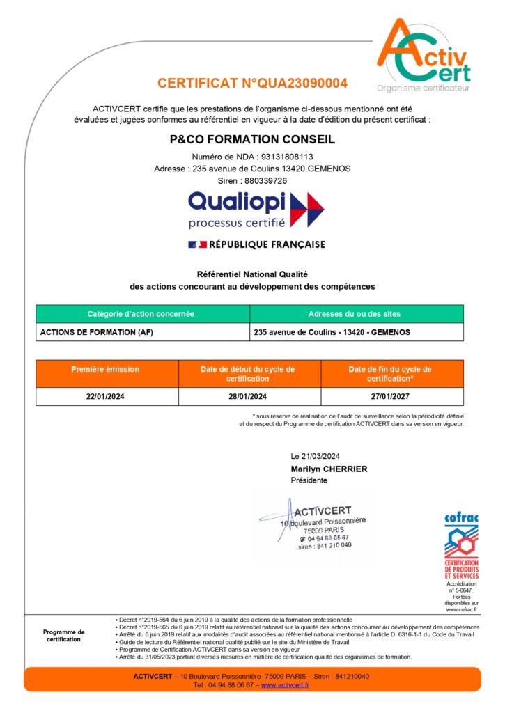 Certificat Qualiiopi 2e cycle
